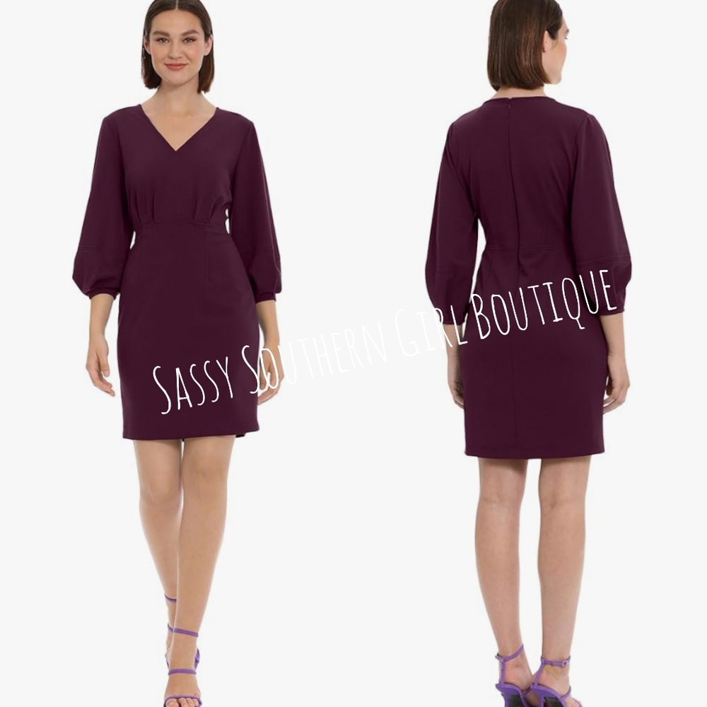 🆕⭐ DONNA MORGAN magenta midi dress - Picture 7 of 14